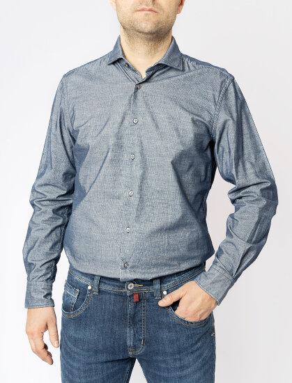 Мужская рубашка Pierre Cardin длинный рукав  Le Bleu